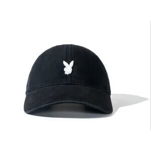 PLAYBOY Metal Rabbit Head Pin Dad Hat in Black One Size